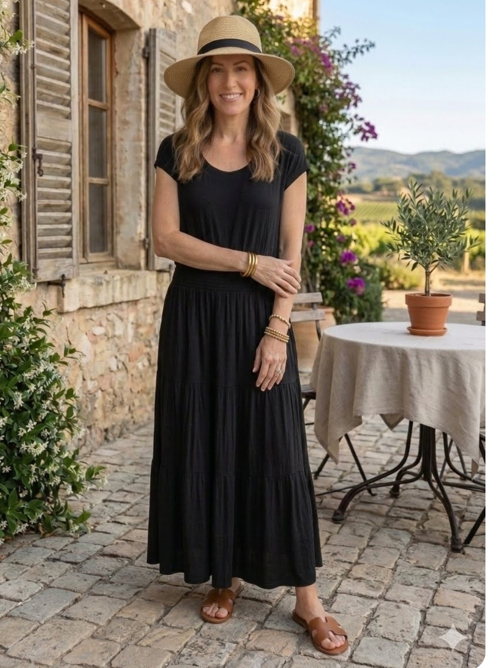 Bordeaux Anthropologie Tier Knit Maxi Dress Easy Breezy Cool Lightweight Black L